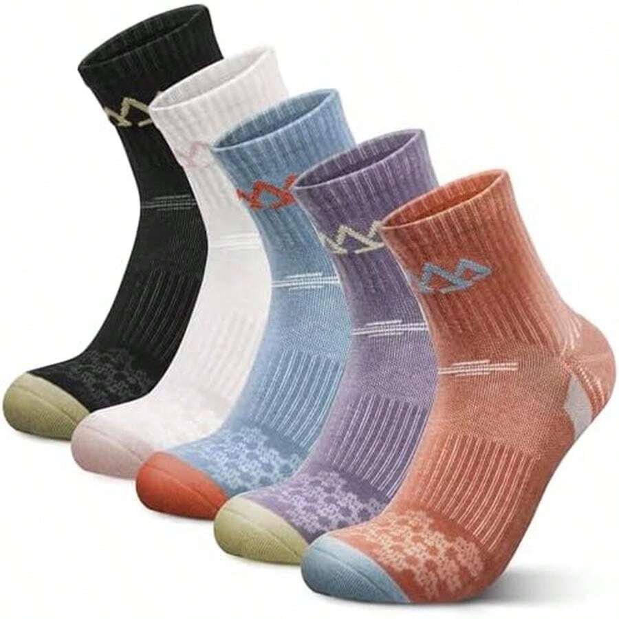 innotree - Calcetines de lana merino de senderismo para mujer, calcetines térmicos que absorben la humedad, 5 pares, Negro, blanco, púrpura, naranja, azul, Small - / - Ver 1