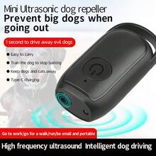 1個迷你便攜式超音波狗驅趕器，手持式防吠裝置附LED燈，USB充電，遠程超音波防吠器，寵物訓練工具，便攜易攜，防止狗咬，適合戶外使用 - 黑色 - 查看 6