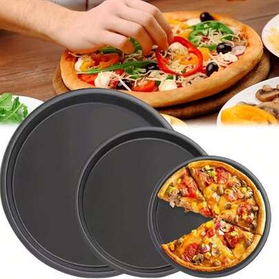 3pcs Non-Stick Pizza Baking Tray Set - Rust-Resistant, Dishwasher - Suitable For Home Baking And Restaurant Use - Perfect For Baking Pizza, Pies And Various Baked Goods - An Ideal Gift For Food Lovers And Chefs