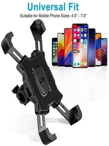1pc 360° Rotatable Anti-Drop Bicycle Phone Holder, Made Of ABS Material, Quick Installation Auto-Lock Design, Fits 4.7-6.8 Inch Phones, Multifunctional Outdoor Cycling Navigation Accessory, Can Be Installed On Bicycles, Mountain Bikes, Shopping Carts, Electric Bicycles, Strollers, Etc. - Black - View 4