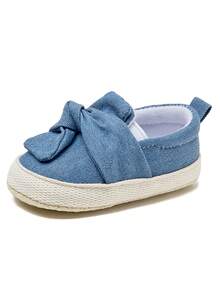 1 par de zapatos planos casuales con lazo de tela, diseño lindo adecuado para primavera y otoño - Neblina azul - Ver 3