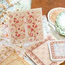 100件复古电影风格剪贴簿装饰材料，蕾丝图案手写设计，办公文具和剪贴簿拼贴用品。 - 彩色 - 查看 2