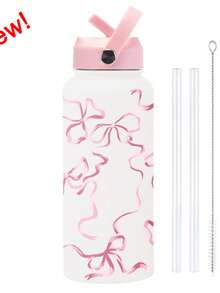 Owal-A 保温不锈钢水瓶 - 32 盎司防漏运动水瓶，配备双功能吸嘴、翻盖吸管和宽口设计 - 可保温 24 小时 - 非常适合健身、旅行和日常使用 - 彩色 - 查看 9