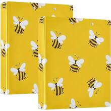 Carpeta de 3 anillos impresa de 1.5 pulgadas, carpeta de anillos en D con bolsillos, carpetas decorativas para la escuela universitaria u oficina, lindas abejas de dibujos animados blanco y amarillo - talla únicax1 - Ver 8