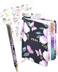 mano® Agenda pocket 2026 SOFÍA Semana vista - Medidas (B7+) 10 x 13 - 184 Páginas - Incluye separadores mensuales y hojas para anotaciones opción de FUNDA, Stickers y pestañas separadoras mensuales (Agenda sola, sin stickers) - Con Funda - Ver 15