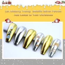 Gold & Silver Aurora Magic Mirror Chrome Powders 6PCS Y2K Chrome Nail Powder Metallic Mirror Pigment Glitter Effect Holographic Powder For Nails, Rose Gold Silver Champagne Rubbing DIY Dust For Nail Designs Decoration Supplies - Vàng - Xem 4