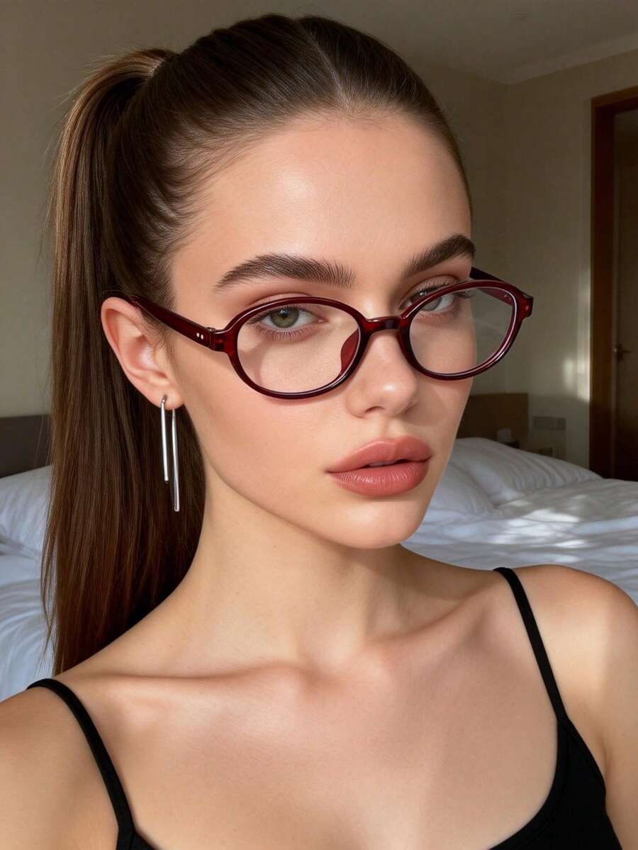 1副女士椭圆形休闲时尚简约百搭眼镜 - 彩色 - 查看 1