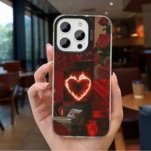 Una funda para teléfono con un diseño de rosa roja y corazón de llama con una estética romántica.Tiene un estilo artístico lindo, es a prueba de golpes y duradero, con una parte trasera mate, adecuado para varios modelos de Transsion INFINIX.Este es un regalo cálido adecuado para dar a amigos. - Mezcla de colores - Ver 2