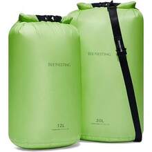BEE NESTING Ultralight Dry Bag Large 3 Piece Set - Waterproof Siliconized Dry Sack Accessory For Lightweight Travel Boating Kayaking Camping Swimming 12L 20L And Shoulder Strap 3 Pack - Green - View 1