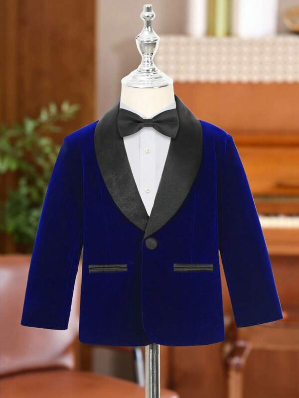 1pc Boys' Gentleman Suit Jacket, Shawl Neck Blazer, Young Boy Formal Wear For Birthday, Wedding