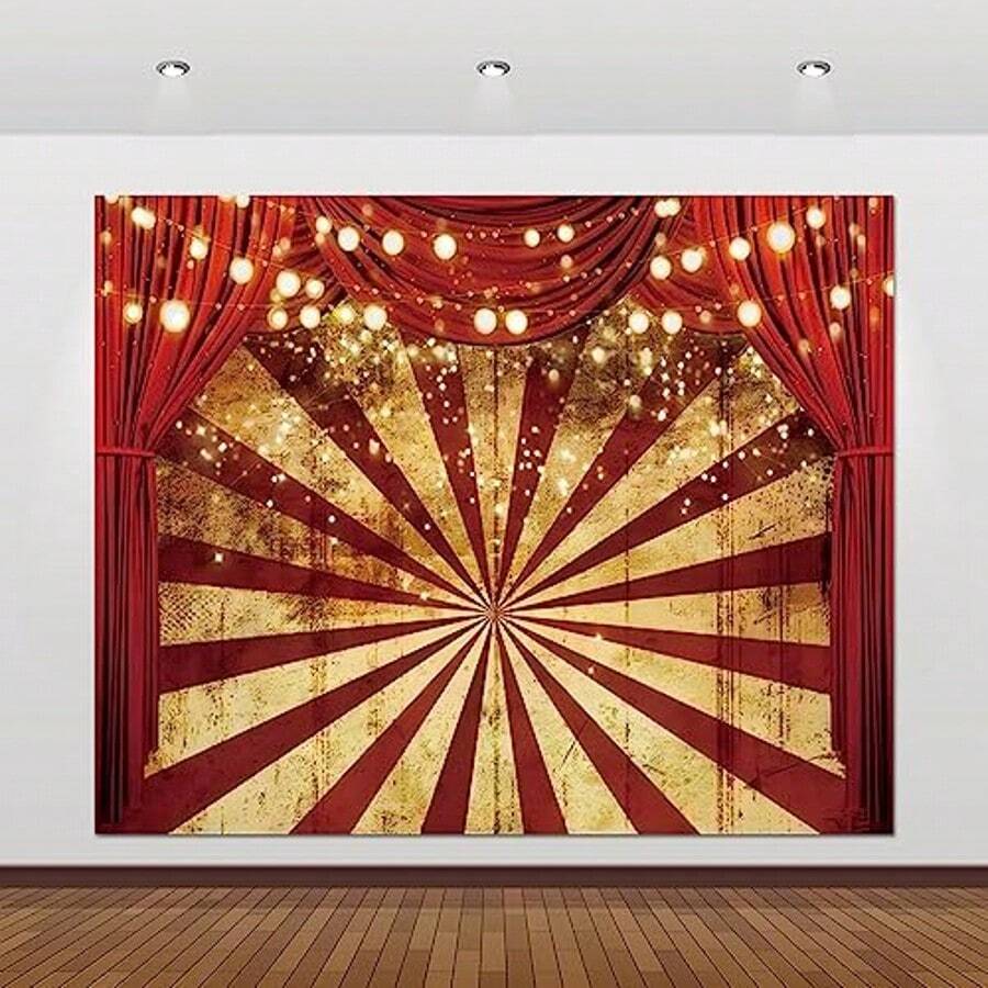 1 tấm phông nền chủ đề rạp xiếc, tiệc lễ hội, phông nền rèm đỏ, tiệc mừng em bé, tiệc sinh nhật, phông nền chụp ảnh, trang trí bàn bánh kem, lễ hội, sinh nhật, lễ kỷ niệm, trang trí trong nhà và ngoài trời, trang trí sự kiện ngoài trời