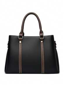 女士真皮柔软PU手提包 复古单肩托特包 奢华设计师款女士大容量钱包包 A Main