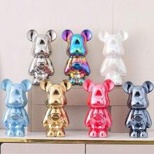 1pc Ceramic Melted Glaze Depressed Bear Sculpture, Lead-Free Reinforced Anti-Breakage Collectible Art Piece, Luxurious Artistic Toy Style, Ideal For Displaying On Liquor Cabinet, Entryway, Or Whiskey Rack, Perfect High-End Home Decor - Multicolor - View 4