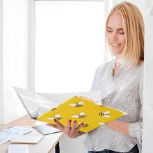 Carpeta de 3 anillos impresa de 1.5 pulgadas, carpeta de anillos en D con bolsillos, carpetas decorativas para la escuela universitaria u oficina, lindas abejas de dibujos animados blanco y amarillo - talla únicax1 - Ver 6