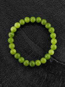 1条天然橄榄石手链，女士真绿水晶串珠手链，女士首饰，幸运手链，圣诞礼物，送给妻子的礼物，送给祖父母的礼物（来自孙辈） - 綠色 - 查看 6