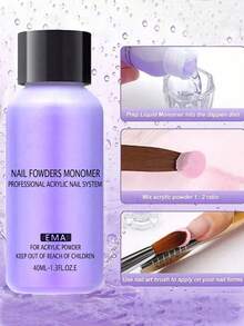 15g Acrylic Powder NailKit, Nal Acrylic Powder And Iquid Set, Crystal Liquid Set With Glitter 3D Nall Brush, Ink White Clear Nal Powder Kit, For Beginer Dl At Home With Acrylic Nail Brush - Multicolor - View 5