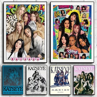 1 st Katseye Kpop Girlsband rullad poster _ K-Pop Idol väggkonst posters kanvasmålning väggkonst rum heminredning orammade