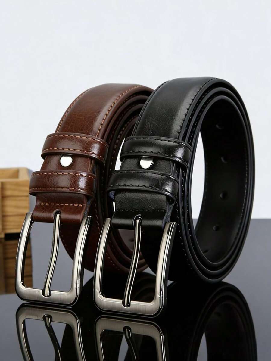 1 2/6 Inch Men's Premium Top Grain Leather Belt, Classic Casual Business Belt With Single Prong Buckle - ZP031 32 - View 1