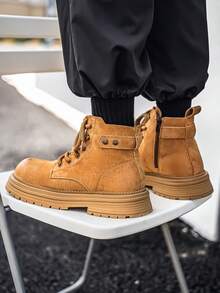 2025 New Leather Zipper High-Top Boots, Korean Retro British Style, Casual Fashion Comfortable Versatile High-Quality Outdoor Work Boots, Motorcycle Short Boots For Men - View 4