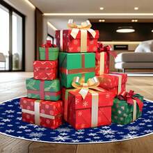 Falda para árbol de Navidad, 48 pulgadas, con patrón de copos de nieve, color azul oscuro - Azul Oscuro - Ver 8