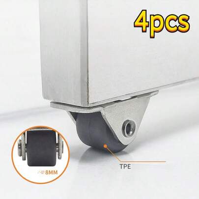 12 Pcs 0.5 Inch Mini Silent TPR Rubber Casters - 4 Fixed-Direction Furniture Wheels + 8 Self-Tapping Screws, For Sliding Doors/Drawers/Cabinets | Tools & Home Improvement > Hardware > Power Transmission > Pulleys