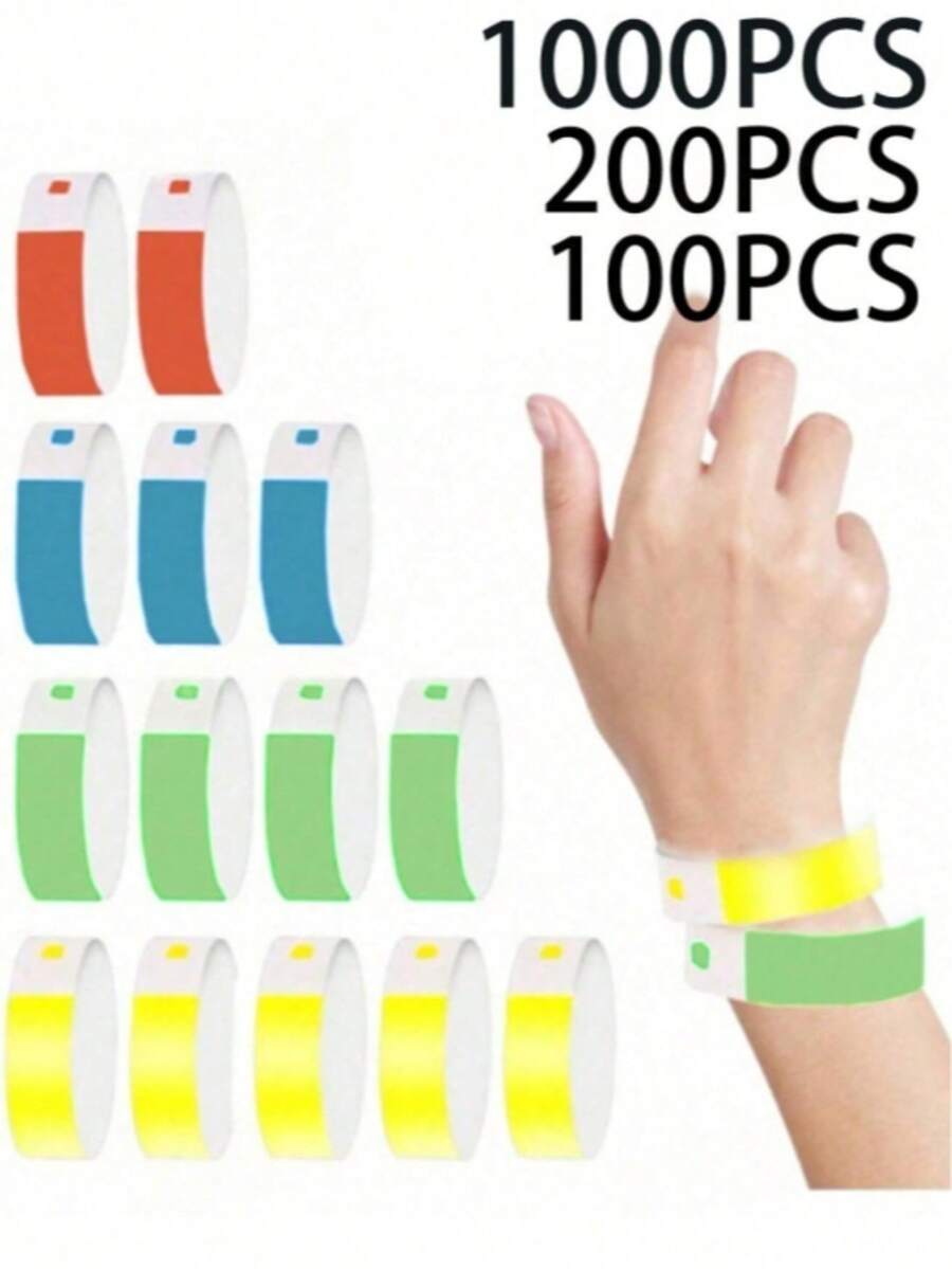 1000/100 piezas/Set de pulseras de papel impermeables, pulseras de colores para deportes, fiestas, competiciones, festivales, eventos, clubes, vacaciones - Multicolor - Ver 1