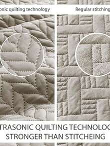 Quilt King Size Bedding Set (106" X 96") - 2 Pillow Shams (20" X 36"+ 2") - Reversible All Season Lightweight 3 Pcs Microfiber Coverlet Set Embossed Quilt Bedspreads - 米色 - 查看 4