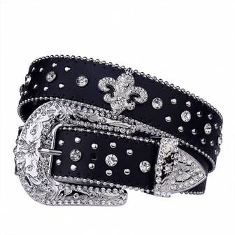 Shiny Rhinestone Decor Belt For Men & Women