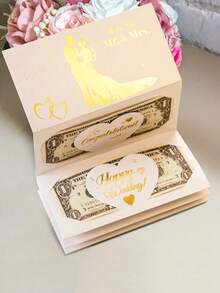 2张/套 新郎新娘结婚贺卡，婚礼现金礼包信封，婚礼贺卡现金夹，婚礼现金礼卡（新郎新娘适用），优雅新郎新娘结婚贺卡 - 浪漫设计可折叠现金夹 | 适合周年纪念