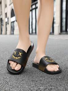 Zapatos de mujer con suela de madera talla 36-50, zapatos casuales cómodos para exteriores, zapatillas livianas antideslizantes para el hogar, sandalias de mujer resistentes al desgaste y transpirables, zapatos de mujer para uso diario en interiores y exteriores, zapatillas de uso dual interior/exterior, talla 23 para hombres/mujeres/jóvenes (patrón irregular) - 1974 Oro Negro - Ver 7