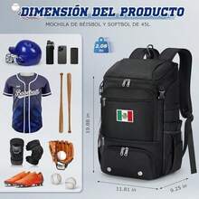RAINSMORE Mochila Béisbol Hombre Ligera para Softball con Doble Almacenamiento de Cascos, Compartimento de Zapatos y Gancho para Valla Mochilas de Béisbol para Equipamiento y Viajes Adultos y Jóvenes - NEGRO - Ver 4