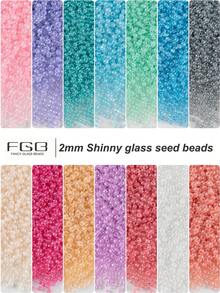 100pcs Shinny Glass Seed Beads,12 Candy Colors Seed Beads 4mm Frosted Glass Beads Round Beads Mini Spacer Beads Kit Waist Beads For Earring Bracelet Necklace Key Chain Crafts Jewelry Making