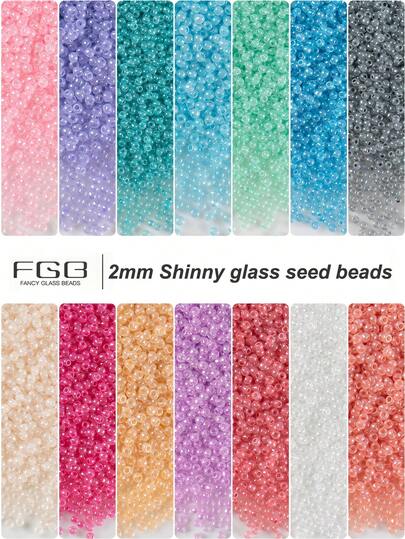 4mm-300pcs Shinny Glass Seed Beads,12 Candy Colors Seed Beads 2mm/3mm/4mm Frosted Glass Beads Round Beads Mini Spacer Beads Kit Waist Beads For Earring Bracelet Necklace Key Chain Crafts Jewelry Making