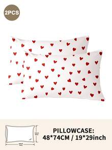 1pc/2pcs/4pcs Polyester Heart Pattern Pillowcase (Pillow Insert Not Included), Soft & Comfortable, Suitable For All Seasons - Multicolor - View 43