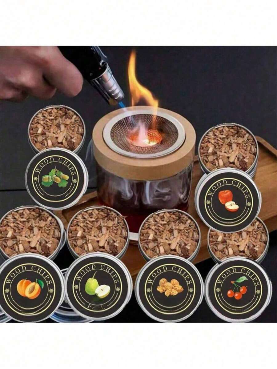 一套瓶装酒烟熏器/鸡尾酒烟熏器套装，配有多种木屑浸泡片，适用于酒吧、家庭、厨房和客厅。可用于烟熏威士忌、鸡尾酒和葡萄酒。也是节日、圣诞节、圣诞装饰和情人节的理想礼物。 - 杏色 - 查看 1