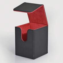 1 Flip-Top Faux Leather Card Storage Box, Portable For Organizing And Collecting Cards, Suitable For Storing And Collecting Game Cards And TCG Cards. - Black - View 3