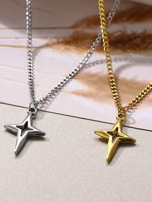 1 chiếc dây chuyền mặt dây chuyền hình thánh giá bầu trời sao 3D mạ vàng 18K dành cho nam, dây chuyền thép không gỉ cổ điển, dây chuyền mặt thánh giá bất đối xứng phong cách punk. - Nhiều màu - Xem 6