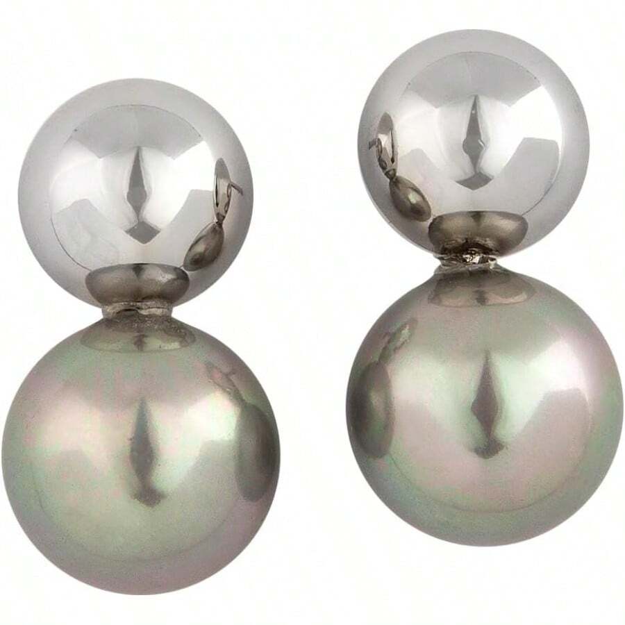 Arete Perla de Mallorca Redonda 12 mm - Chapa de Rodio - 1 - Ver 1