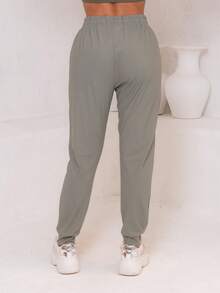 calça femenina   Simples    Nó  Bolso  Cordão - Branco - Visão 3