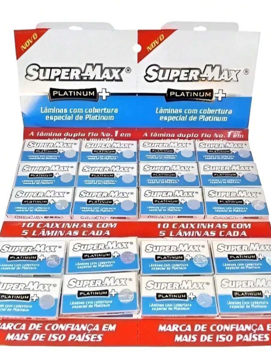 Lâmina De Barbear Supermax Platinum Cartela Com 100 Unidades - Cinza - Visão 1