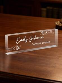 Placa de escritorio de acrílico personalizada con logotipo de la empresa - Placa decorativa de oficina personalizada, adecuada como regalo para el jefe o la empresa, bloque de vidrio acrílico transparente personalizado, regalo de oficina, regalo de agradecimiento para colegas, jefe, maestro/empleado, decoración de escritorio de oficina unisex, decoración de sala de estar - Multicolor - Ver 24