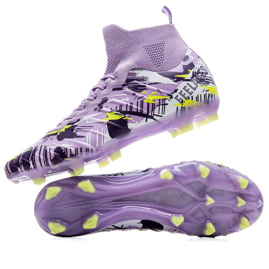 Men's Football Shoes, Sports Elastic, Lightweight, Outdoor Anti Slip Football Shoes Suitable For Both Men And Women - Purple - View 1
