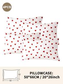 1pc/2pcs/4pcs Polyester Heart Pattern Pillowcase (Pillow Insert Not Included), Soft & Comfortable, Suitable For All Seasons - Multicolor - View 45