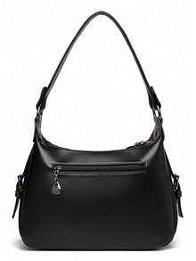 女士复古斜挎包 PU 皮革多功能手提包 可拆卸肩带 休闲托特包 女士日常约会包 - 黑色 - 查看 7