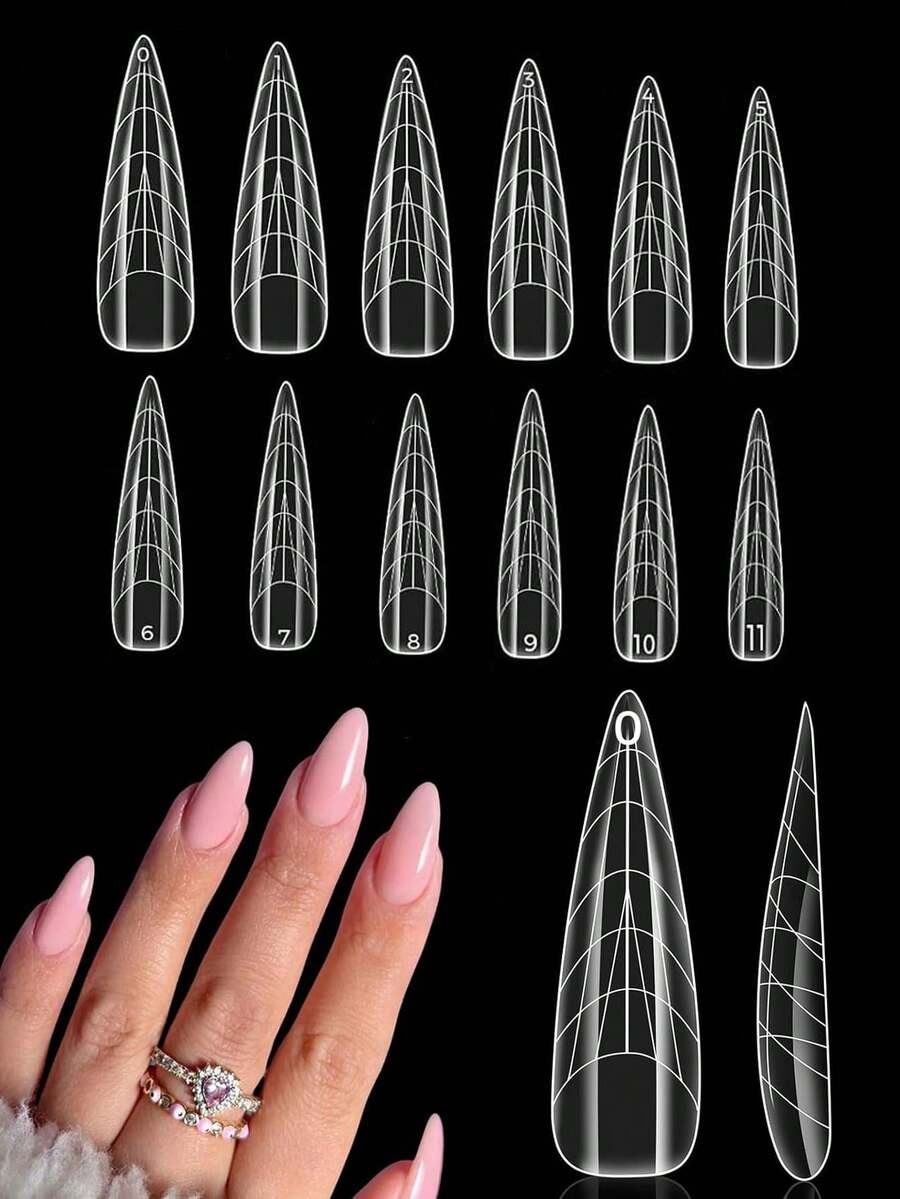 120 szt. płaskich form do paznokci Polygel w kształcie migdała, proste, wbudowane, podwójne formy, wielokrotnego użytku, wstępnie zaprojektowane francuskie wytyczne, końcówki Polygel do przedłużania paznokci w salonie DIY w domu - Wielokolorowe - Zobacz 1