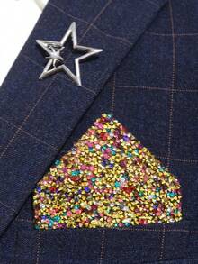 1pc Foldable Pocket Square, Suitable For Business, Party, Gift, Casual Wear - Multicolor - View 8