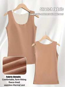 4pcs Women'S Seamless Thermal Tank Tops - Sleeveless, Double-Sided Brushed Solid Color, For Inner Wear As A Base Layer, With A Slim Round Neck,, Stretchy & Soft Chalecos Para Mujer Invierno For Winter Warmth - Nhiều màu - Xem 5