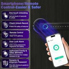 Smart Door Lock - 5 In 1 Fingerprint Door LockZinc Alloy With APP/IC Card/Passcode/Key/Fingerprint Biometrics Digital Door Lock Single Side Smart Door Handle For Home Bedroom Hotel - As Pic - View 4