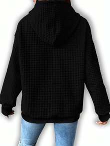 Fun Halloween-Inspired Hoodie For Cool Weather! Features A Cute Ghost Print (With Beanie, Pumpkin & Beverage), Perfect For Fall & Winter. Comfortable, Stylish, And Great For Casual Occasions Or Relaxing At Home. - 黑色 - 查看 2