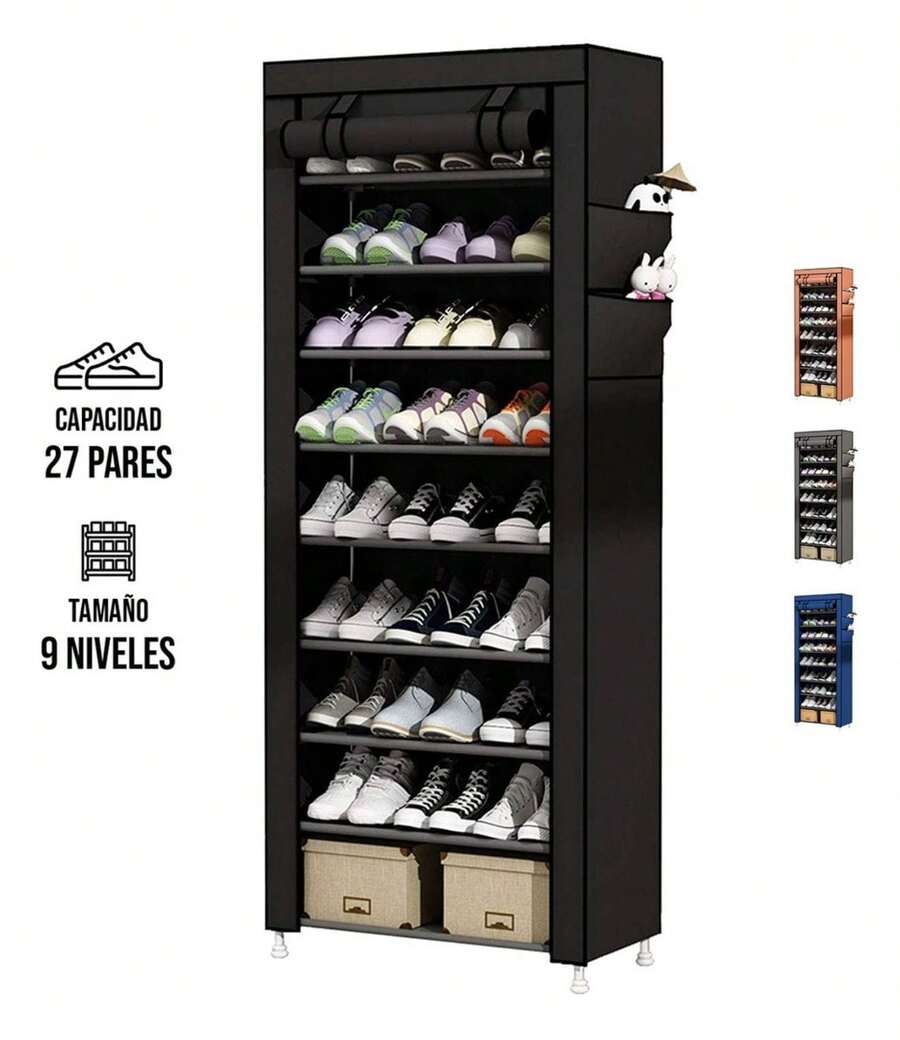 Hua Tang Zapatera de 9 Niveles, Organizador de Zapato,Con funda antipolvo y cremallera,Ajustable que ahorra espacio,Adecuado para guardar zapatos en el salón y el dormitorio. - Multicolor - Ver 1